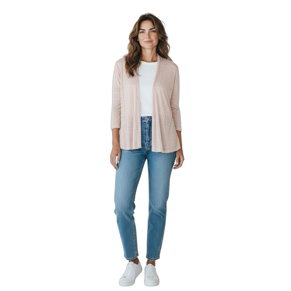 Eileen Fisher Women's Small Open Front Cardigan Italian‎ Yarn Taupe  Knit